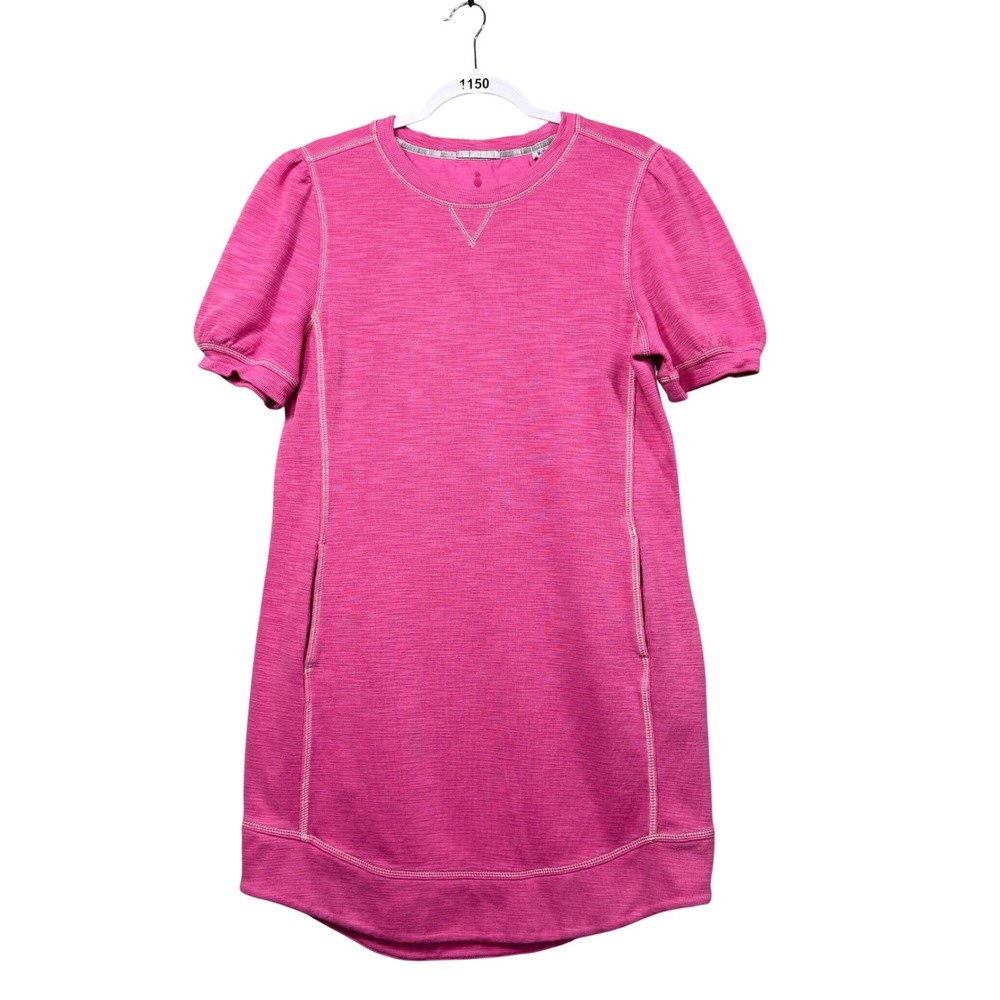 Tommy Bahama T-Shirt Dress Womens M Pink Puff Sleeve Pima Cotttagecore Beach